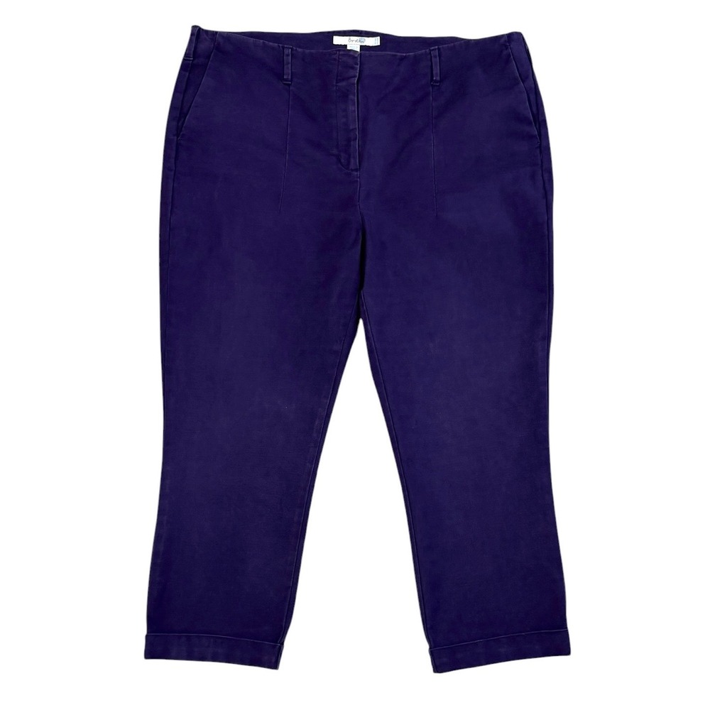 Boden Richmond 7/8 Crop Pants Deep Purple Stretch Cotton Size US 14R UK 18R
